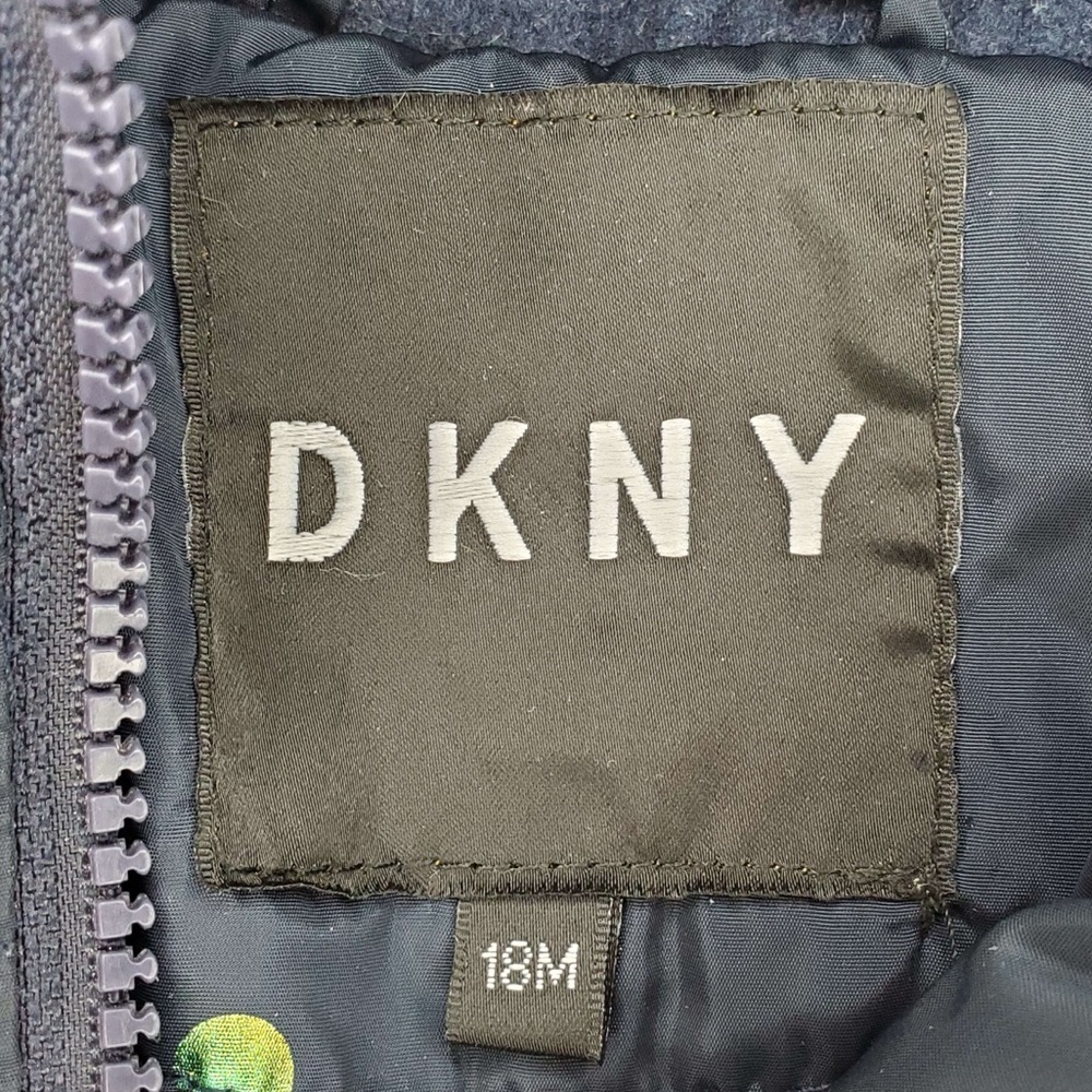 DKNY baby puffer jacket Blue with rainbow polka dots - Picture 3 of 9
